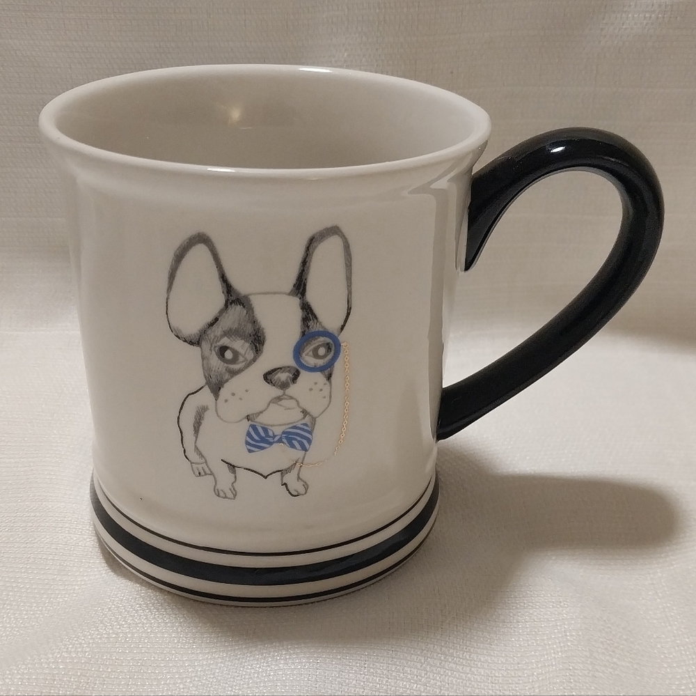 Clay Art White and Black French Bulldog with Monacle Ceramic Mug